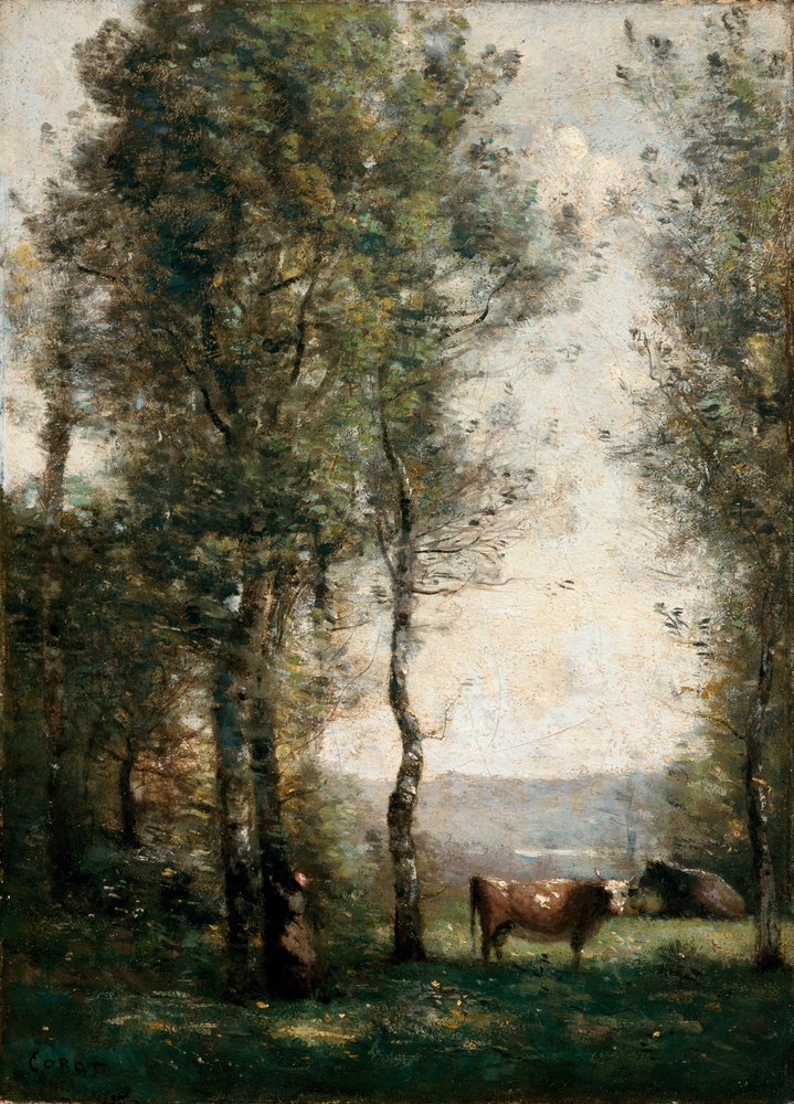 アクリル画 風景 120 『緑豊かな牧草地』 Jean Baptiste Camille Corot -